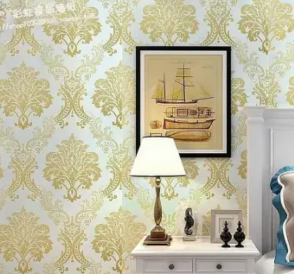 Wallpaper dinding dengan pola moiré bergaya art deco